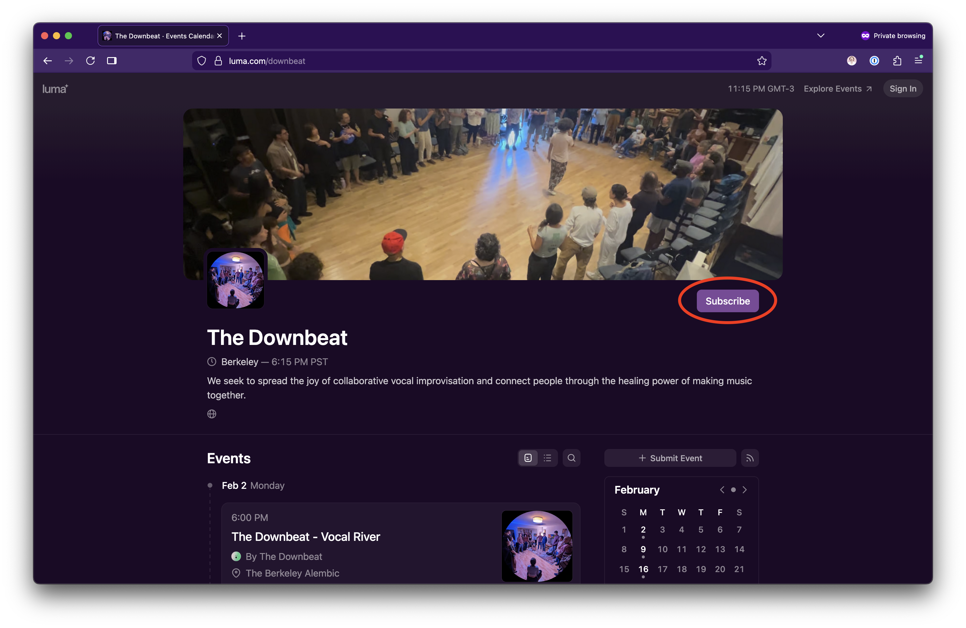 Luma Subscribe button screenshot